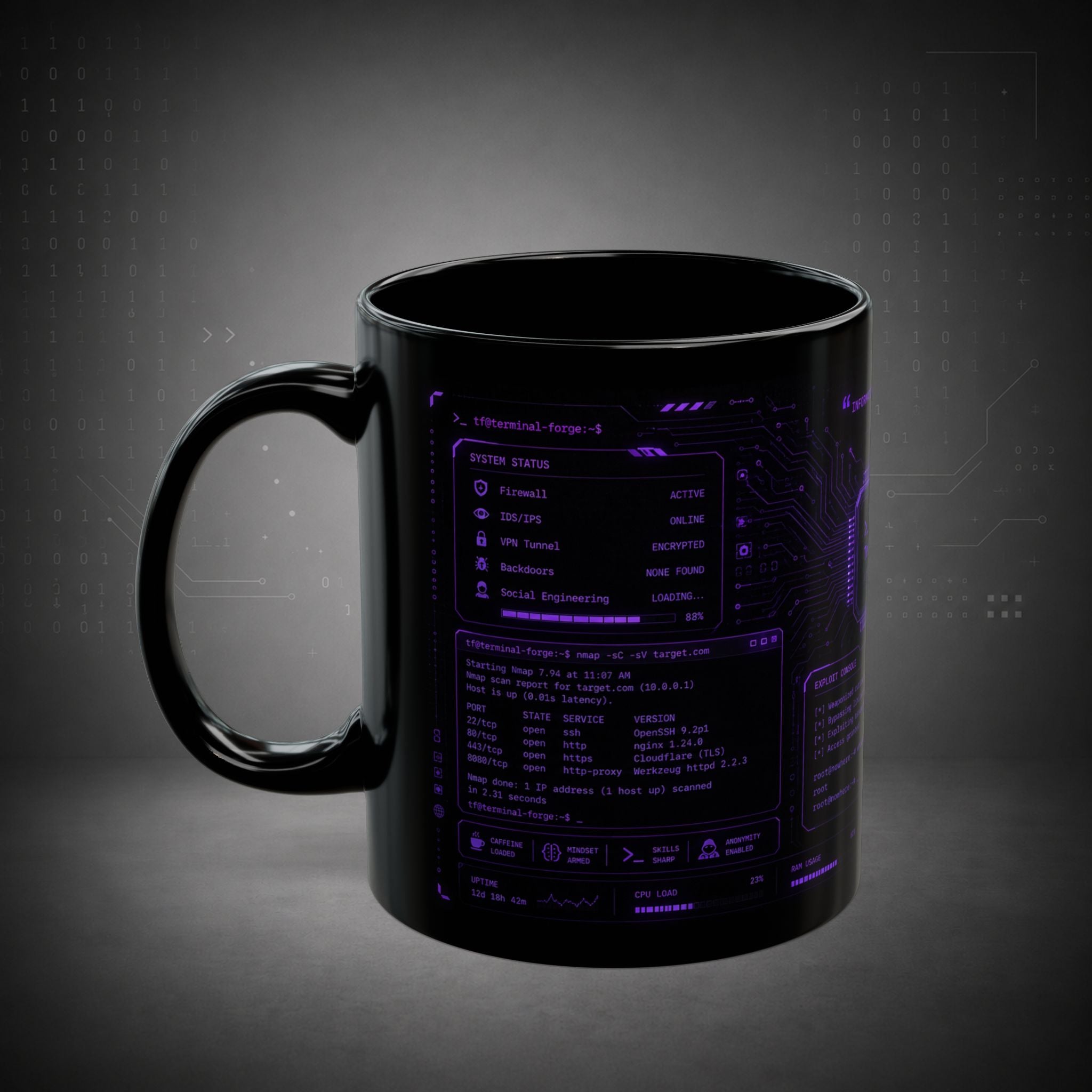 Terminal Forge™ Hacker Fuel Mug – Cybersecurity Coffee Mug for Ethical Hackers, Pentesters & Bug Bounty Hunters