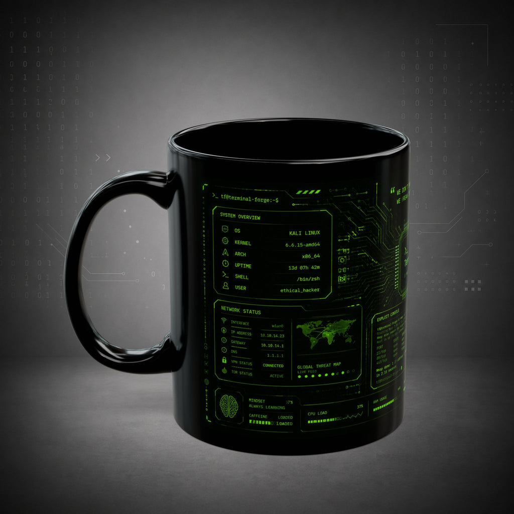 Terminal Forge™ Hacker Fuel Mug – Cybersecurity Coffee Mug for Ethical Hackers, Pentesters & Bug Bounty Hunters