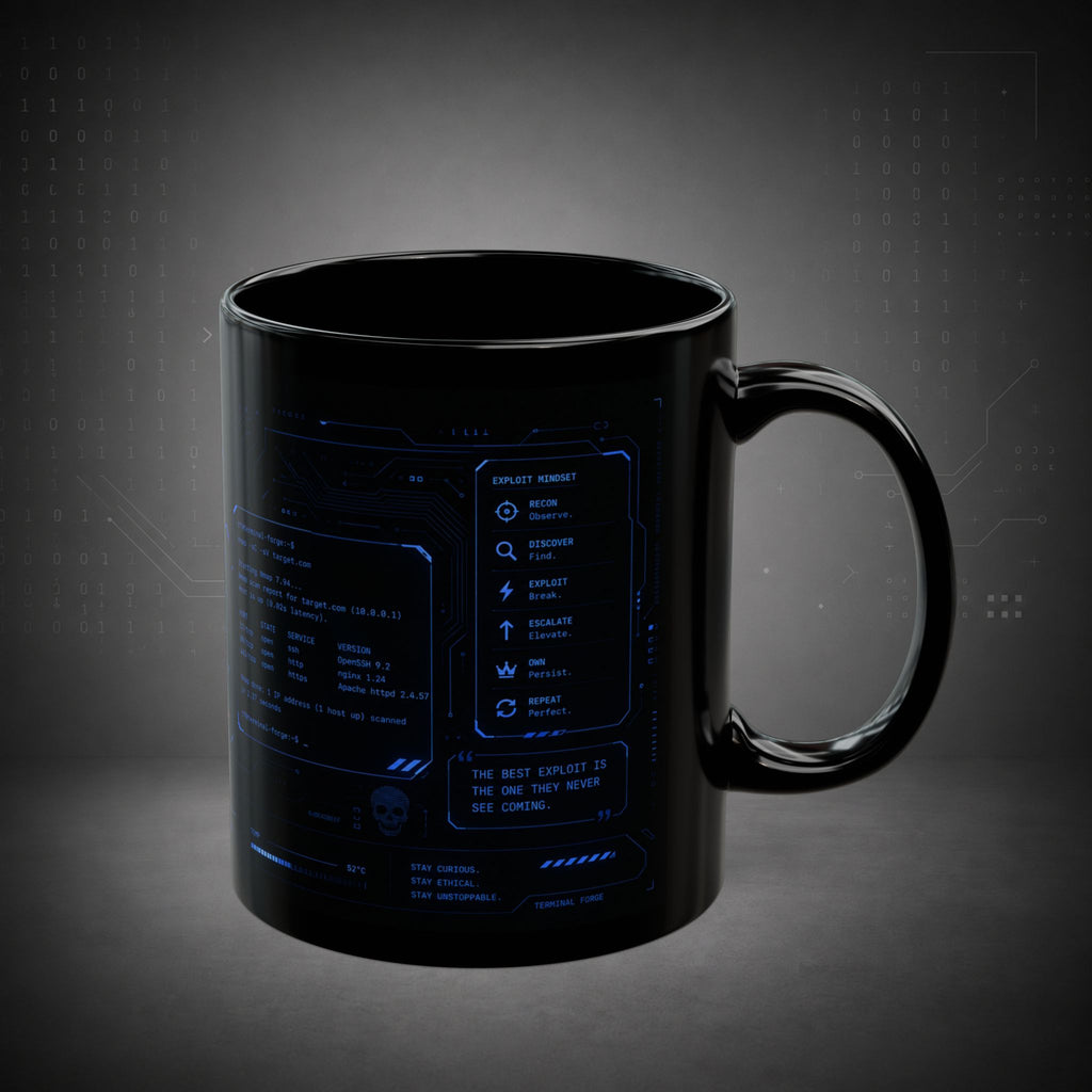 Terminal Forge™ Hacker Fuel Mug – Cybersecurity Coffee Mug for Ethical Hackers, Pentesters & Bug Bounty Hunters