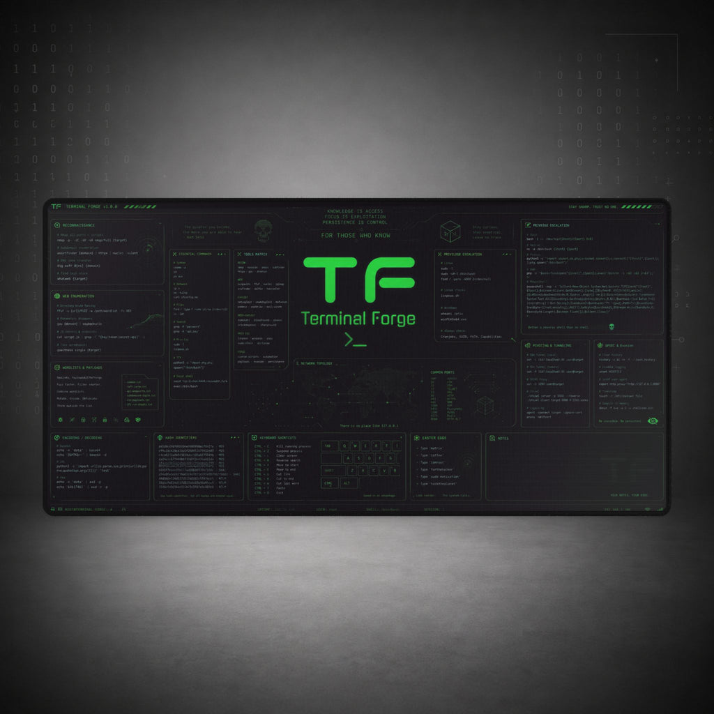 Terminal Forge™ Blue Matrix XL Desk Mat – Cybersecurity & Ethical Hacking Command Center Mousepad
