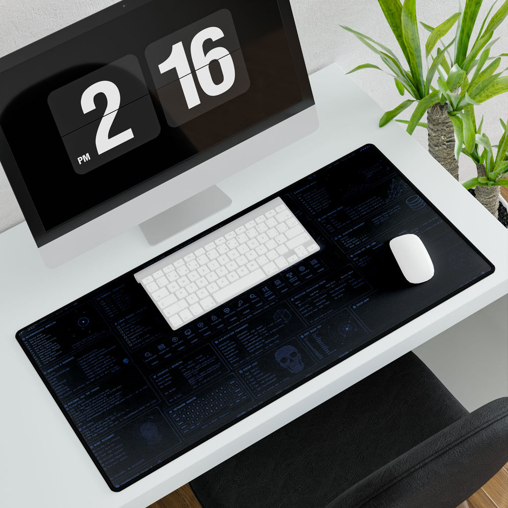 Terminal Forge™ Blue Matrix XL Desk Mat – Cybersecurity & Ethical Hacking Command Center Mousepad
