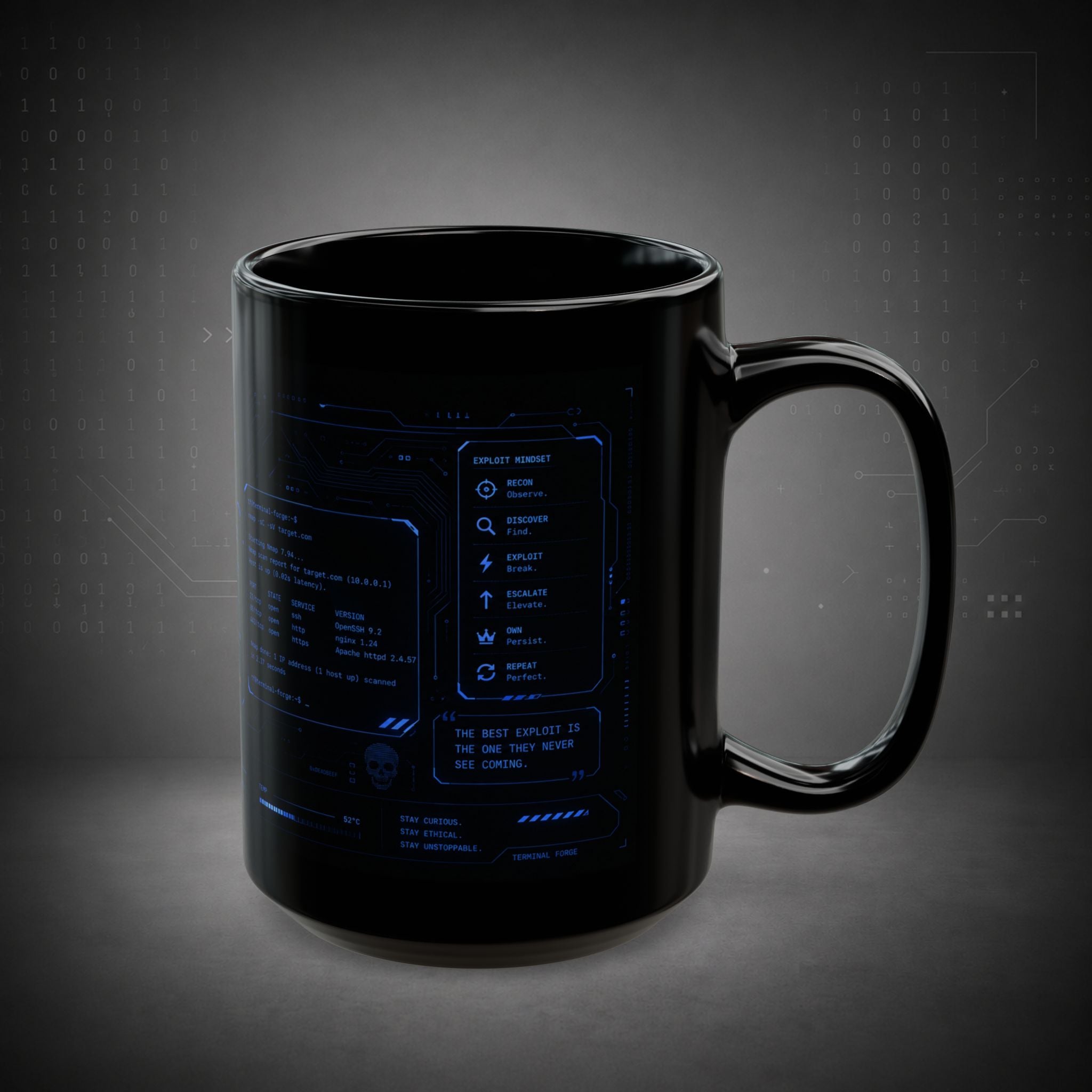 Terminal Forge™ Hacker Fuel Mug – Cybersecurity Coffee Mug for Ethical Hackers, Pentesters & Bug Bounty Hunters