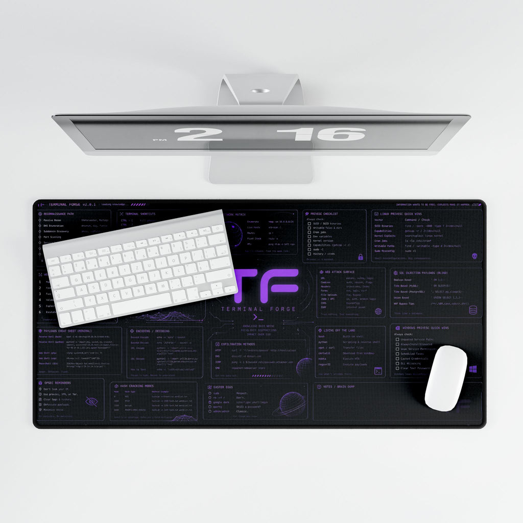 Terminal Forge™ Blue Matrix XL Desk Mat – Cybersecurity & Ethical Hacking Command Center Mousepad