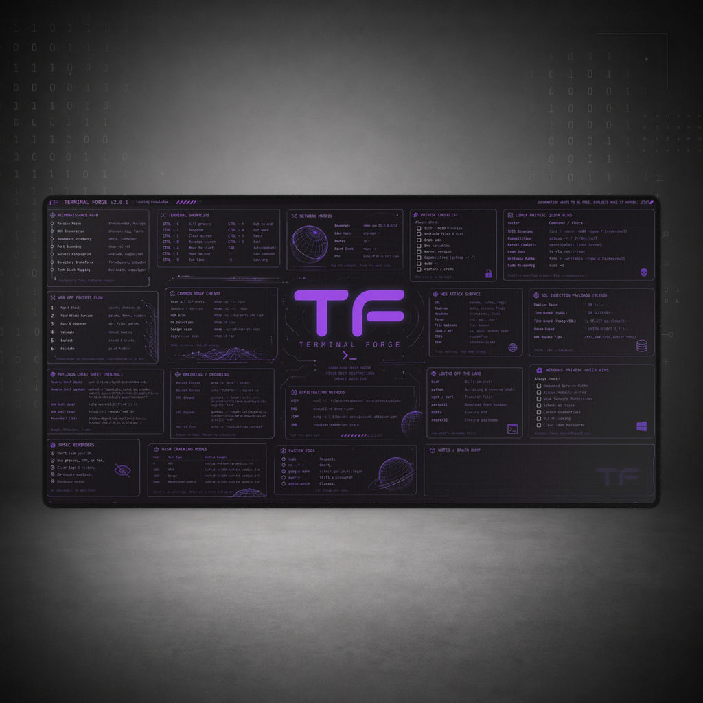 Terminal Forge™ Blue Matrix XL Desk Mat – Cybersecurity & Ethical Hacking Command Center Mousepad