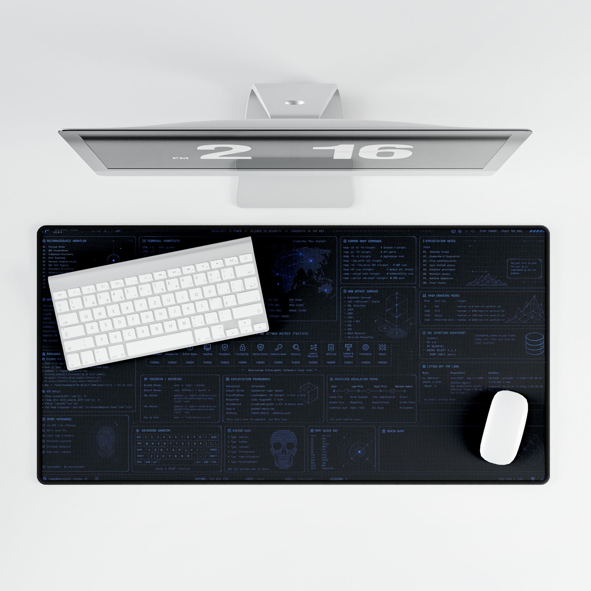 Terminal Forge™ Blue Matrix XL Desk Mat – Cybersecurity & Ethical Hacking Command Center Mousepad
