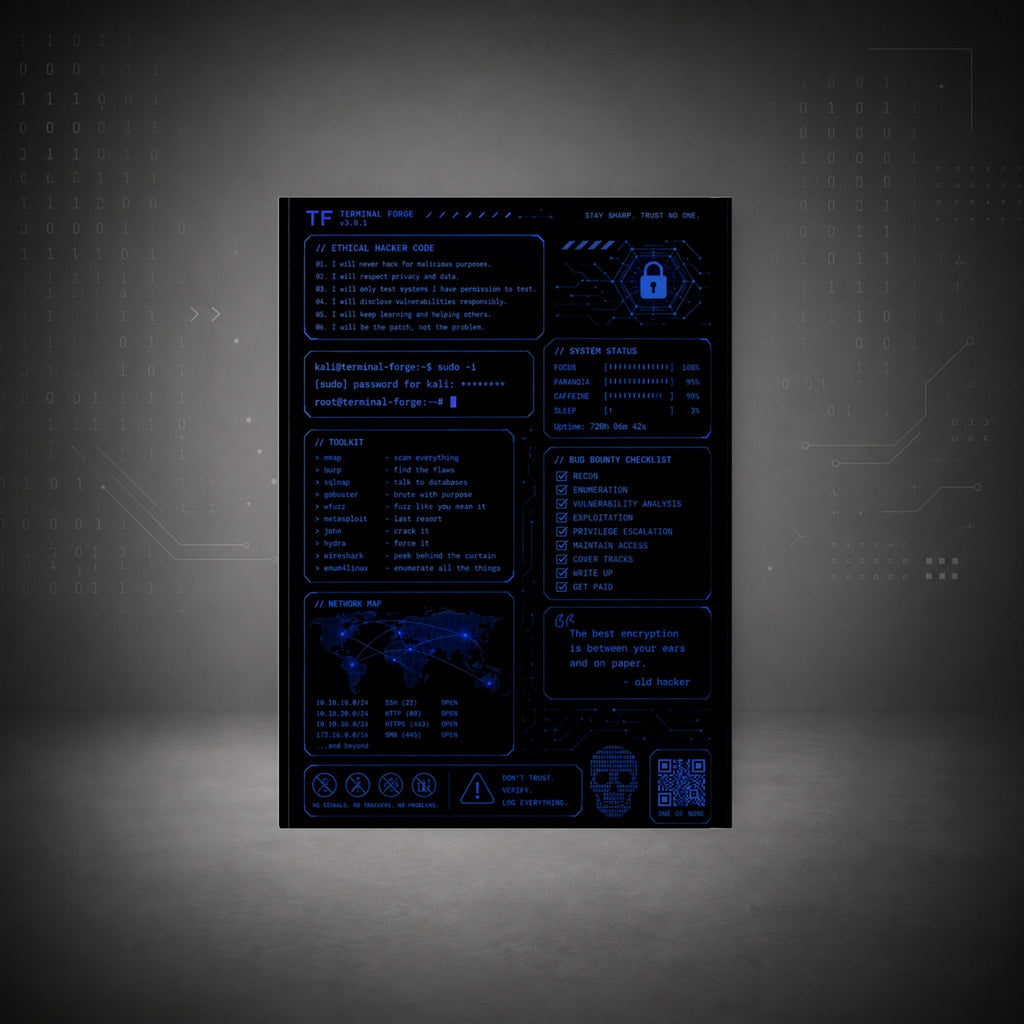 Terminal Forge™ UNHACKABLE Journal – Ethical Hacker Password Notebook | Cybersecurity Hardcover Notebook for Pentesters & Bug Bounty Hunters