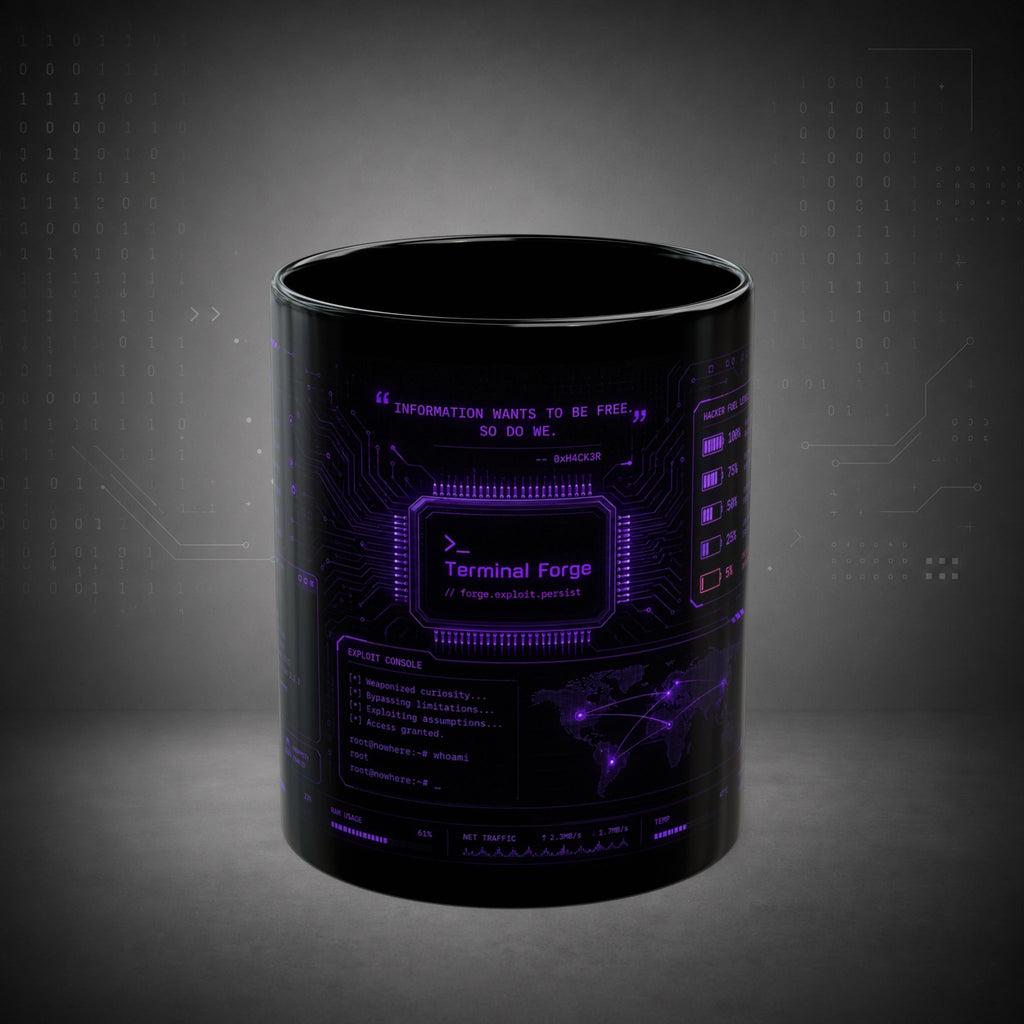 Terminal Forge™ Hacker Fuel Mug – Cybersecurity Coffee Mug for Ethical Hackers, Pentesters & Bug Bounty Hunters