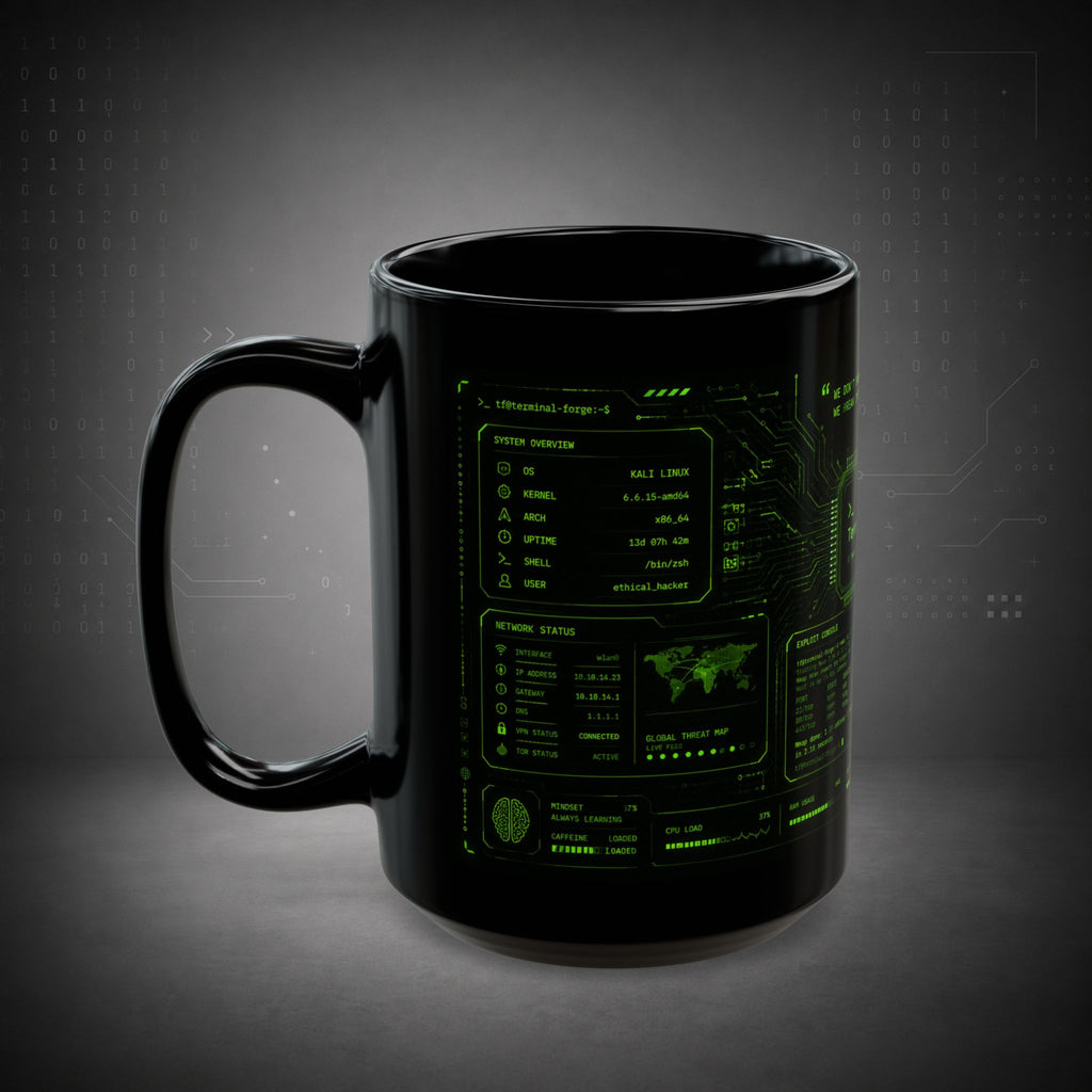 Terminal Forge™ Hacker Fuel Mug – Cybersecurity Coffee Mug for Ethical Hackers, Pentesters & Bug Bounty Hunters