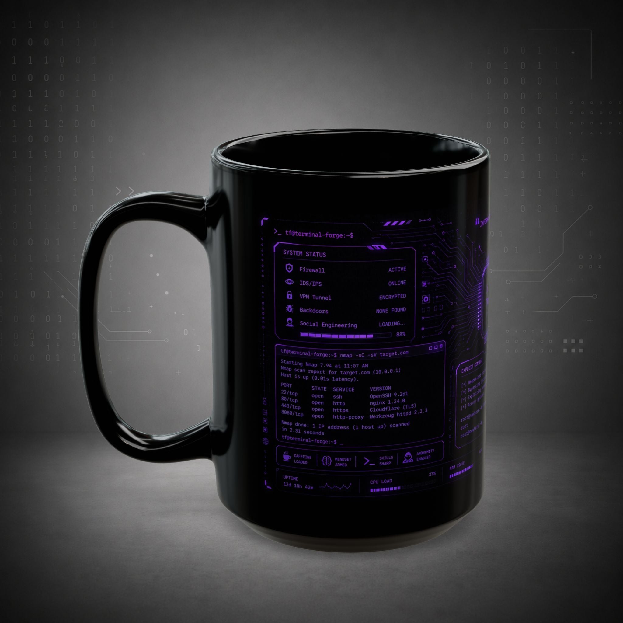 Terminal Forge™ Hacker Fuel Mug – Cybersecurity Coffee Mug for Ethical Hackers, Pentesters & Bug Bounty Hunters