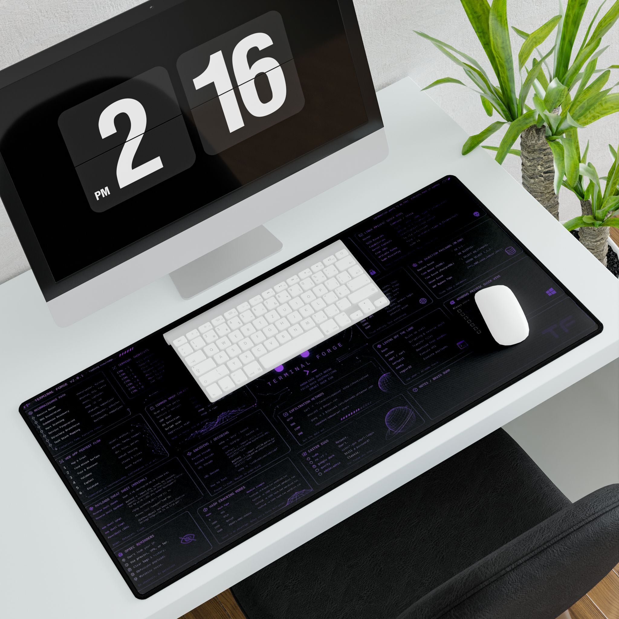 Terminal Forge™ Blue Matrix XL Desk Mat – Cybersecurity & Ethical Hacking Command Center Mousepad