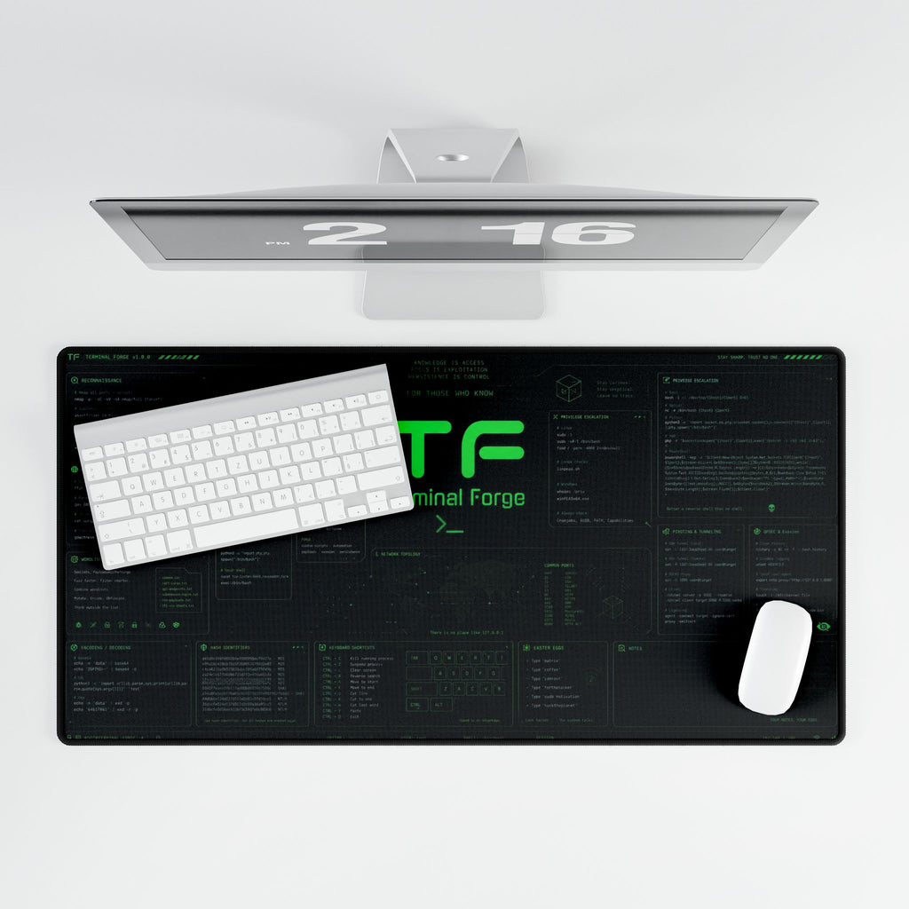 Terminal Forge™ Blue Matrix XL Desk Mat – Cybersecurity & Ethical Hacking Command Center Mousepad